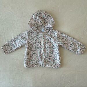 Petit Bateau Rain Jacket Light Hooded Windbreaker 18 mos Floral Girl Paris